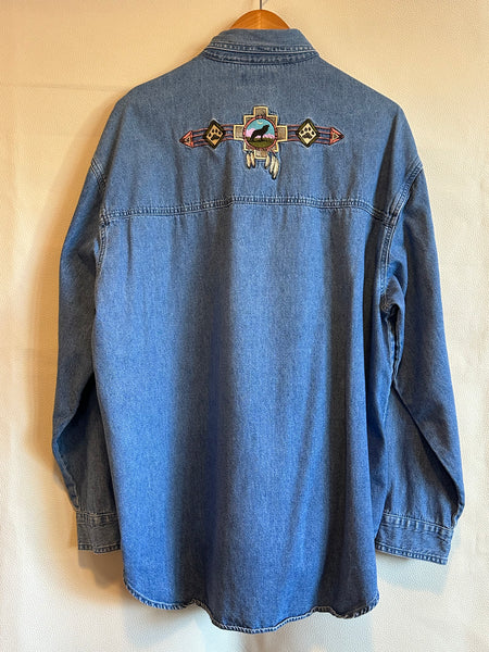 Vintage Natural Wonders Men's Western Denim Shirt